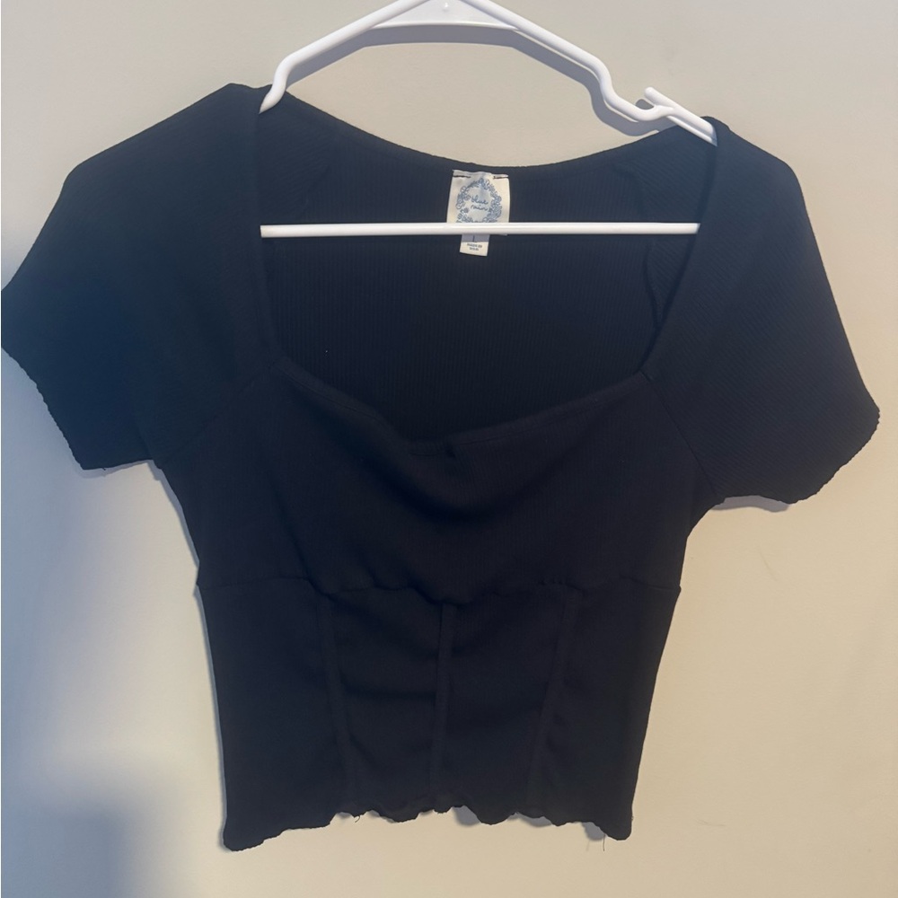 Blue rain black top size large